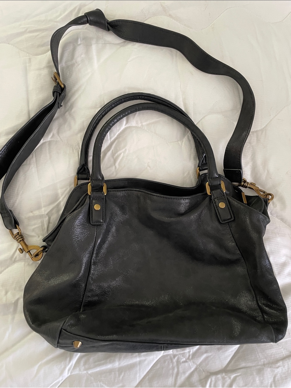 LIEBESKIND Classic Black Leather Shoulder Bag with Gold-Tone Hardware